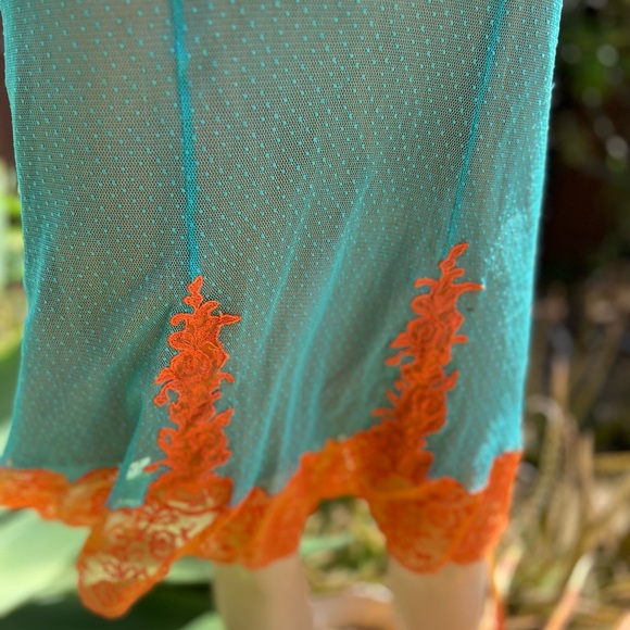 Betsey Johnson Turquoise and Orange Lace Dress - Picture 4 of 8